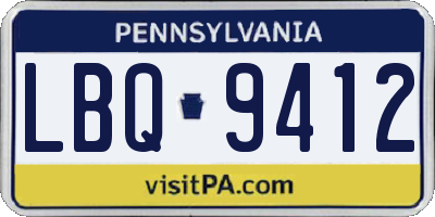 PA license plate LBQ9412