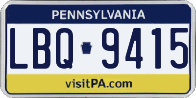 PA license plate LBQ9415