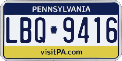 PA license plate LBQ9416