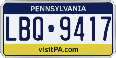 PA license plate LBQ9417