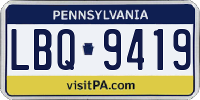 PA license plate LBQ9419