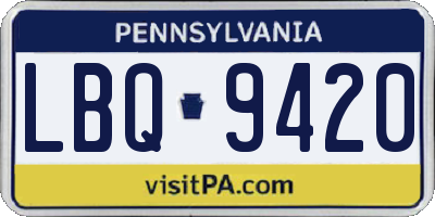 PA license plate LBQ9420