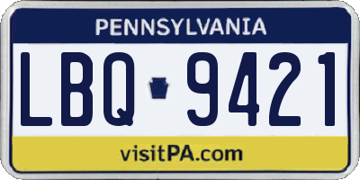 PA license plate LBQ9421