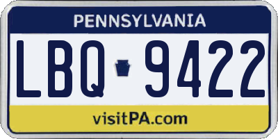 PA license plate LBQ9422
