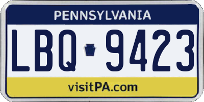 PA license plate LBQ9423