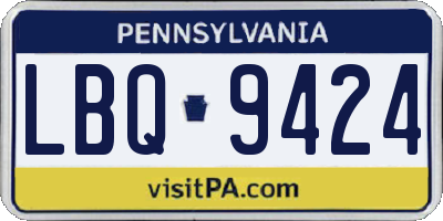 PA license plate LBQ9424
