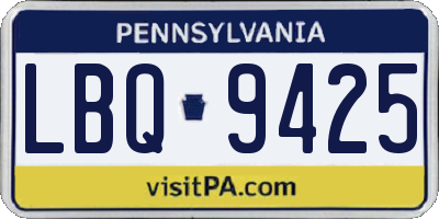 PA license plate LBQ9425