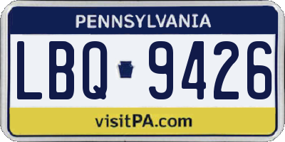 PA license plate LBQ9426