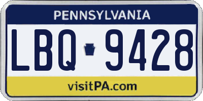 PA license plate LBQ9428