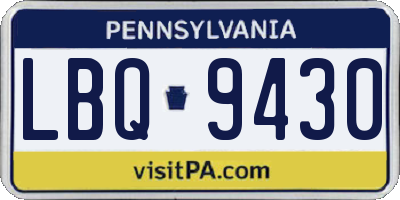PA license plate LBQ9430