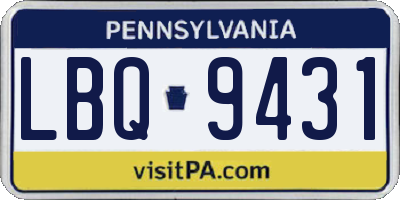 PA license plate LBQ9431