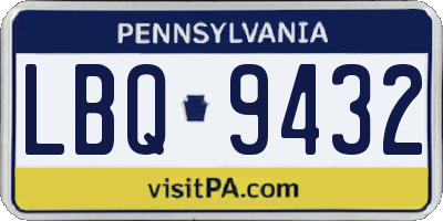PA license plate LBQ9432