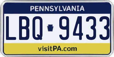 PA license plate LBQ9433
