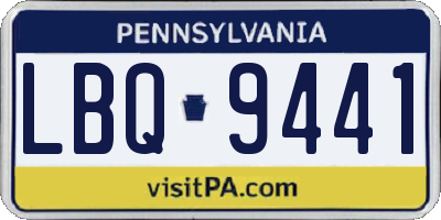 PA license plate LBQ9441