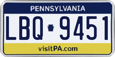 PA license plate LBQ9451