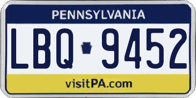 PA license plate LBQ9452