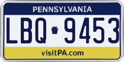 PA license plate LBQ9453