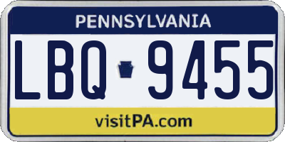 PA license plate LBQ9455
