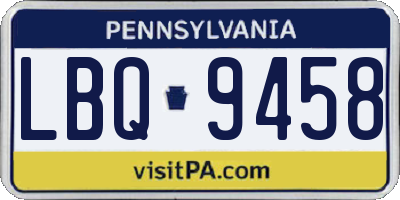 PA license plate LBQ9458