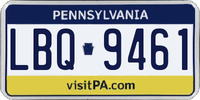 PA license plate LBQ9461