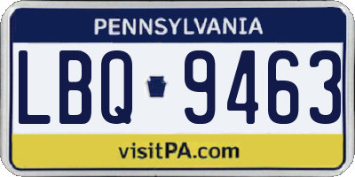 PA license plate LBQ9463