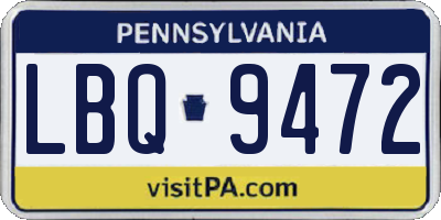 PA license plate LBQ9472