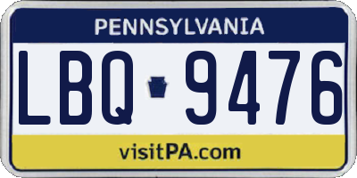 PA license plate LBQ9476