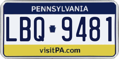 PA license plate LBQ9481