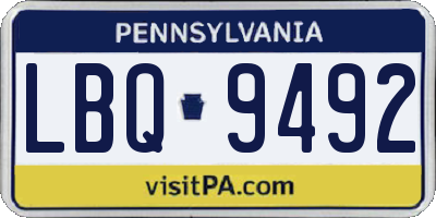 PA license plate LBQ9492