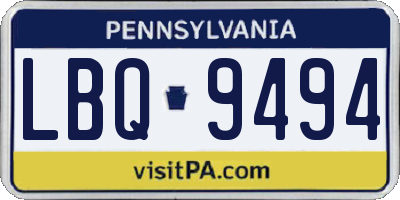 PA license plate LBQ9494