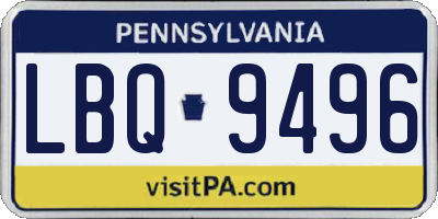 PA license plate LBQ9496