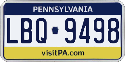 PA license plate LBQ9498