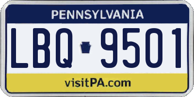PA license plate LBQ9501