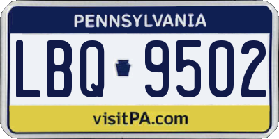 PA license plate LBQ9502