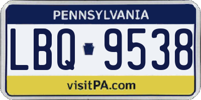 PA license plate LBQ9538