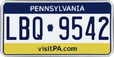PA license plate LBQ9542