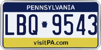 PA license plate LBQ9543