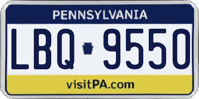 PA license plate LBQ9550