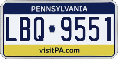 PA license plate LBQ9551