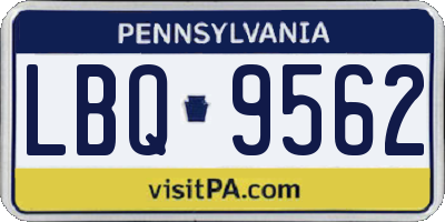 PA license plate LBQ9562