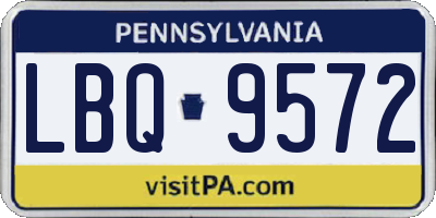 PA license plate LBQ9572