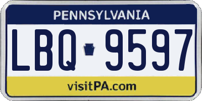 PA license plate LBQ9597