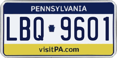 PA license plate LBQ9601