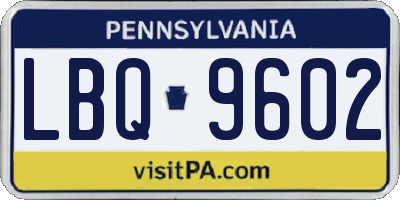PA license plate LBQ9602