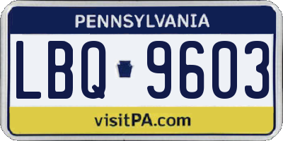 PA license plate LBQ9603