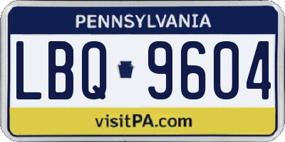 PA license plate LBQ9604