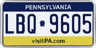 PA license plate LBQ9605
