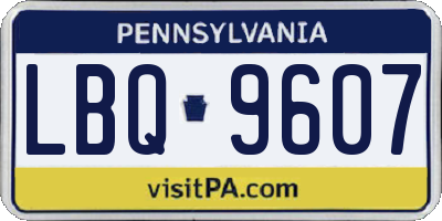 PA license plate LBQ9607