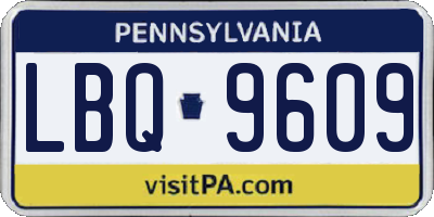 PA license plate LBQ9609