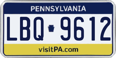 PA license plate LBQ9612